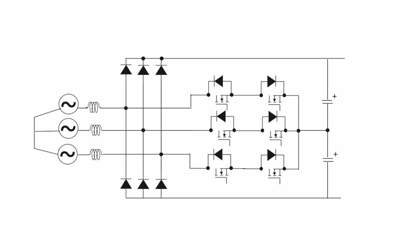 Figure 2. Three-phase VIENNA PFC circuit
